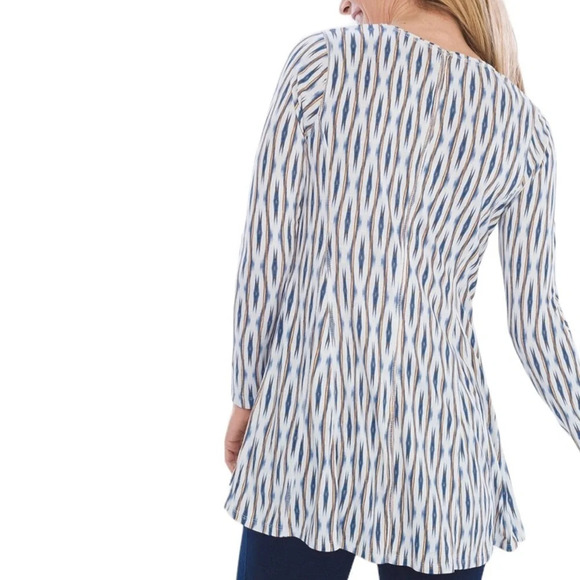 Chico’s Zenergy Women’s 16/18 V-Neck Long Sleeve Geometric Ikat Tunic Top - Picture 7 of 10